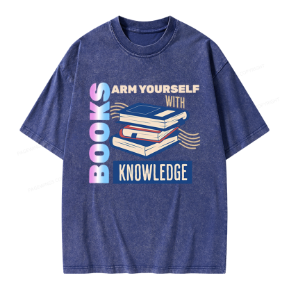 Pagewings Arm Yourself With Knowledge Unisex Washed T-shirt