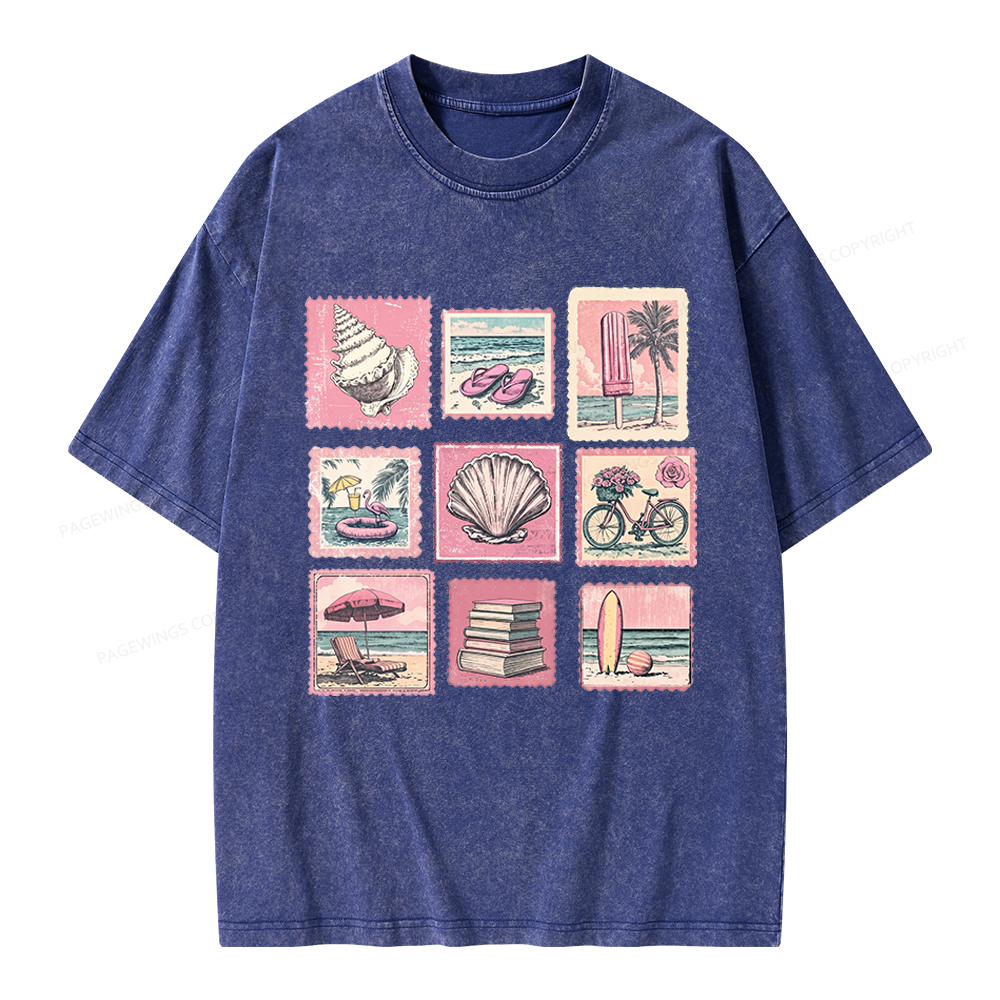 Pagewings Beach Summer Unisex Washed T-shirt