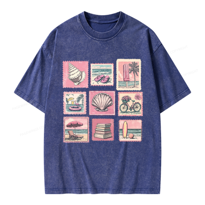 Pagewings Beach Summer Unisex Washed T-shirt