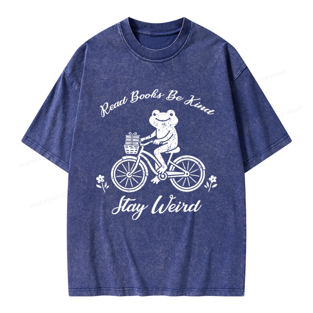 Pagewings Read Books Be Kind Stay Weird Unisex Washed T-shirt
