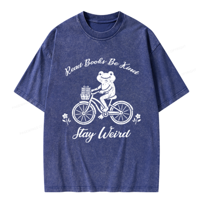 Pagewings Read Books Be Kind Stay Weird Unisex Washed T-shirt