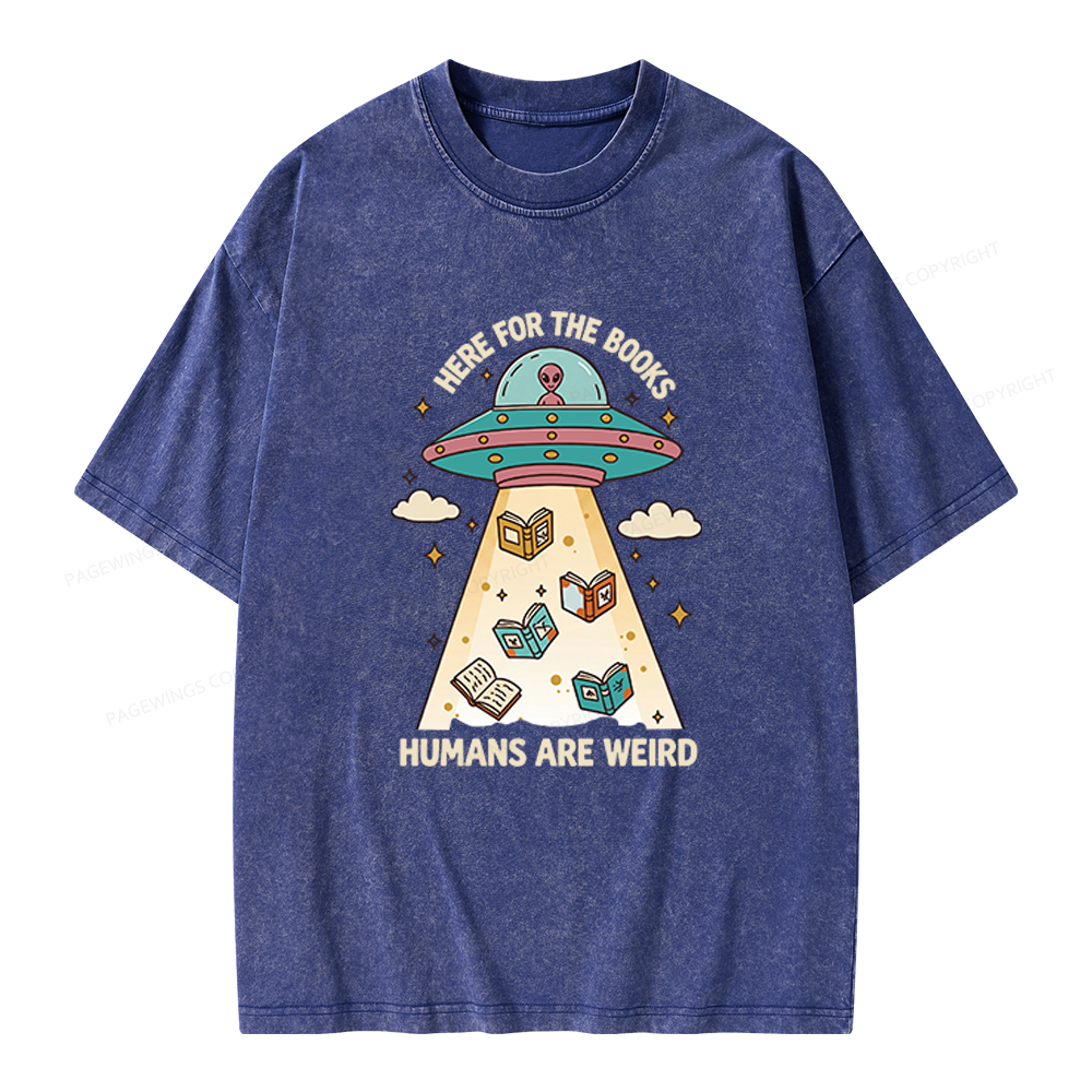 Pagewings Here For The Books Unisex Washed T-shirt