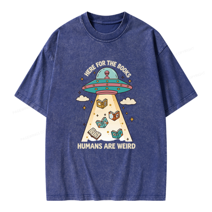 Pagewings Here For The Books Unisex Washed T-shirt