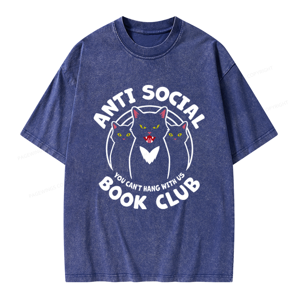 Pagewings Anti Social Book Club Unisex Washed T-shirt
