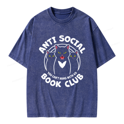 Pagewings Anti Social Book Club Unisex Washed T-shirt