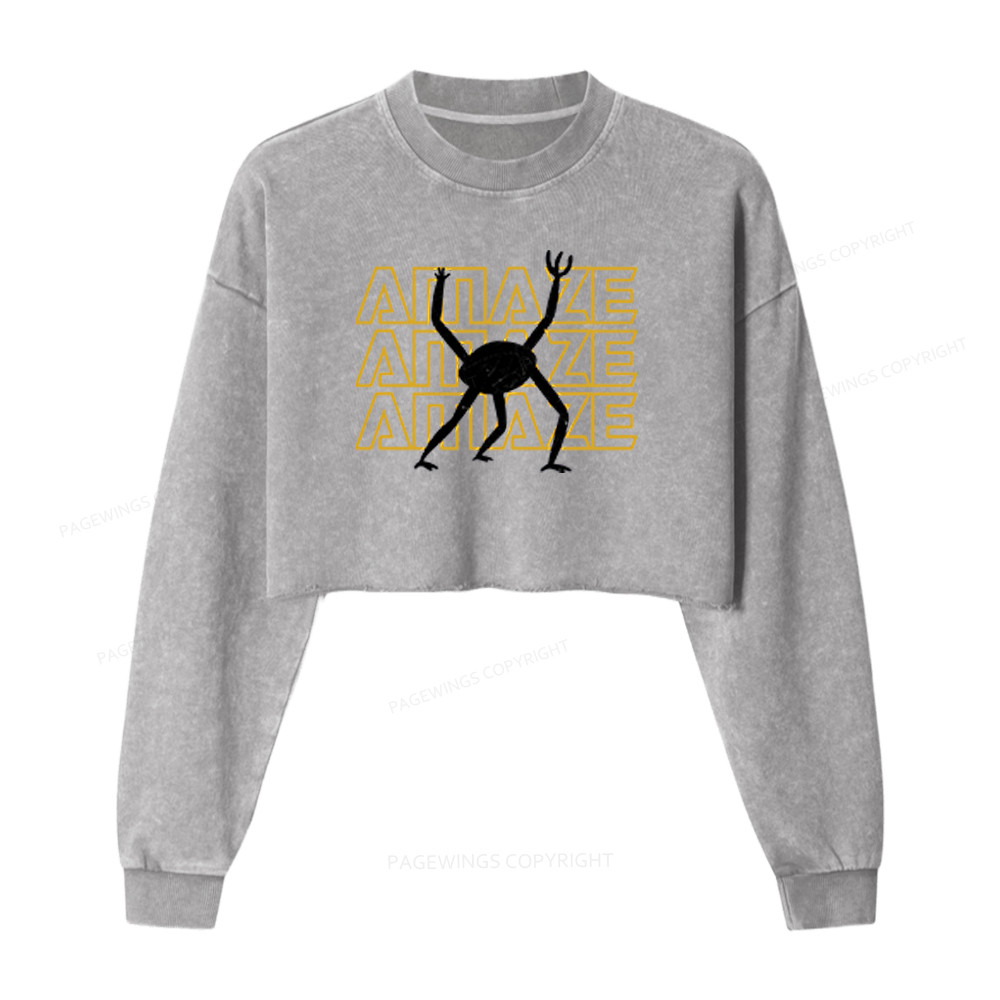 Pagewings Sci-Fi Book Lover Washed Crop Sweatshirt