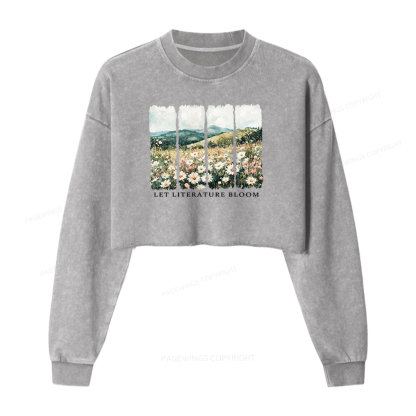 Pagewings Let Literature Bloom Washed Crop Sweatshirt