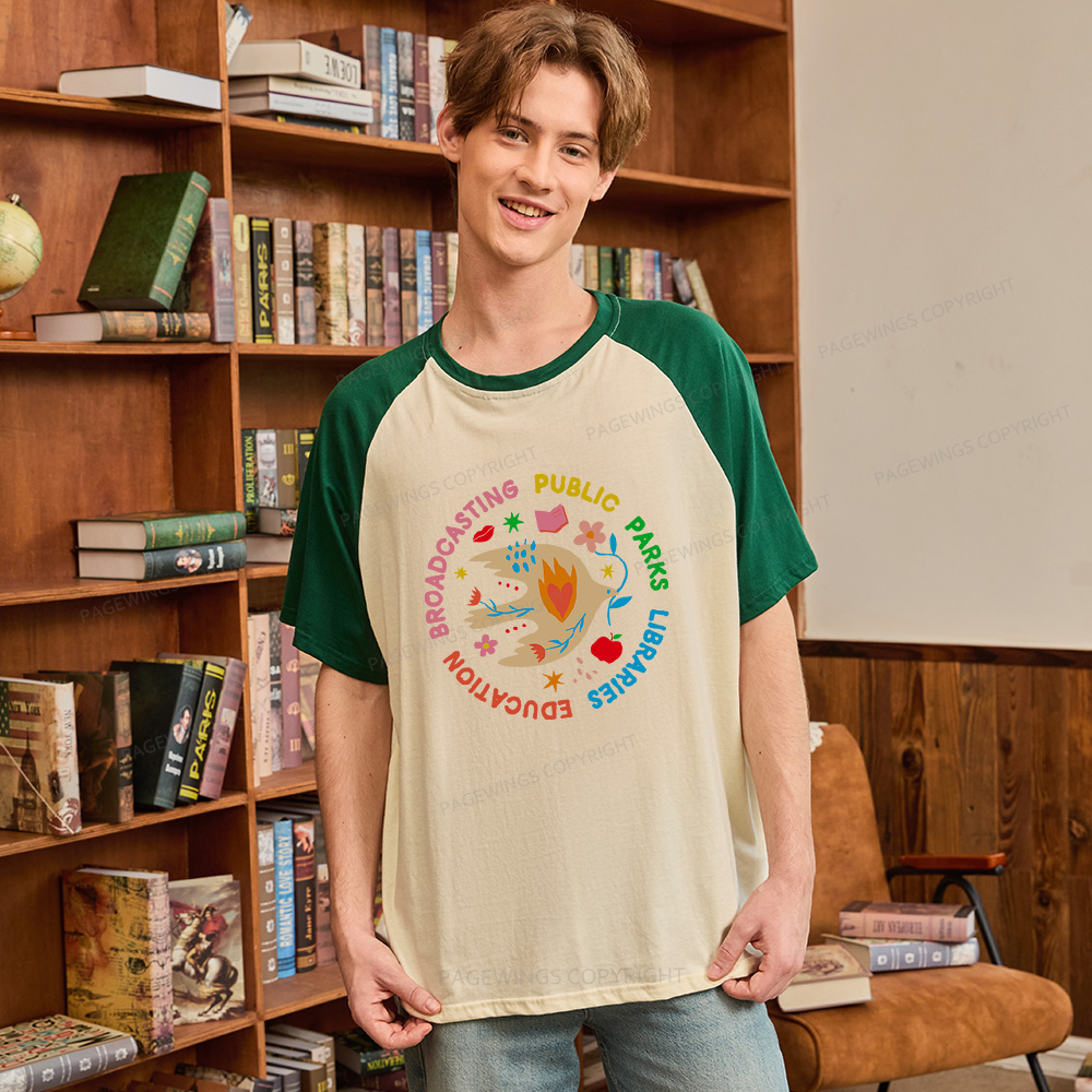 Pagewings Public Parks Libraries Raglan T-shirt