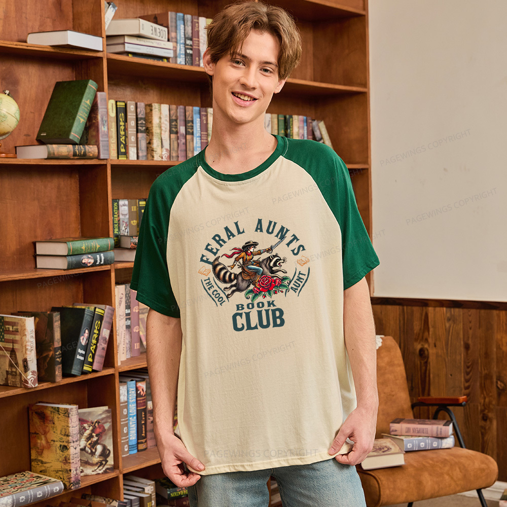 Pagewings Feral Aunt Social Book Club Raglan T-shirt