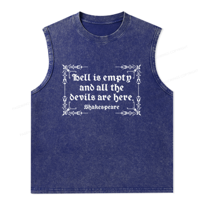 Pagewings Hell Is Empty Unisex Washed Tank Top