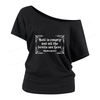 Pagewings Hell Is Empty Women Off Shoulder T-shirts