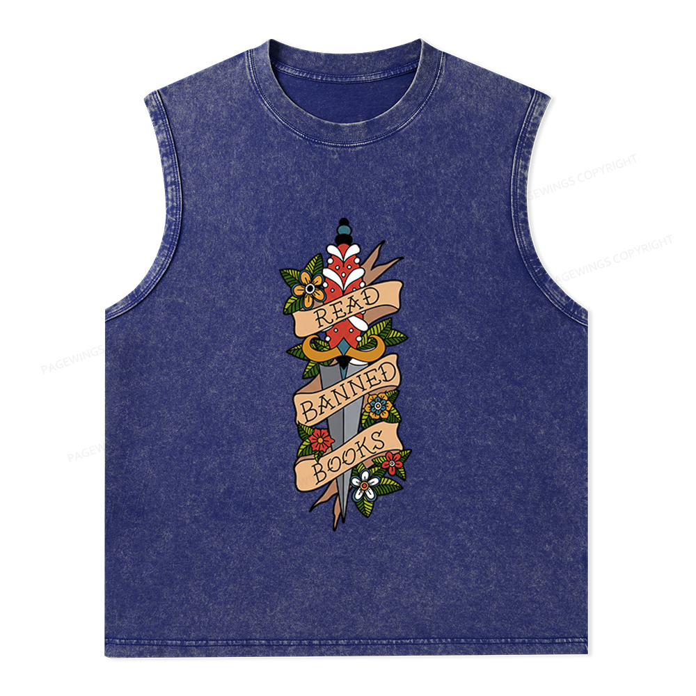 Pagewings Banned Books Unisex Washed Tank Top