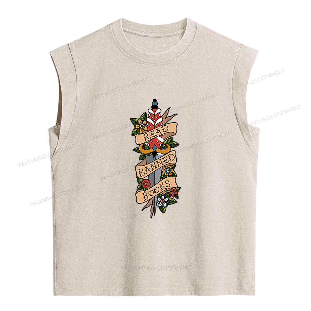Pagewings Banned Books Women's Washed Tank Top