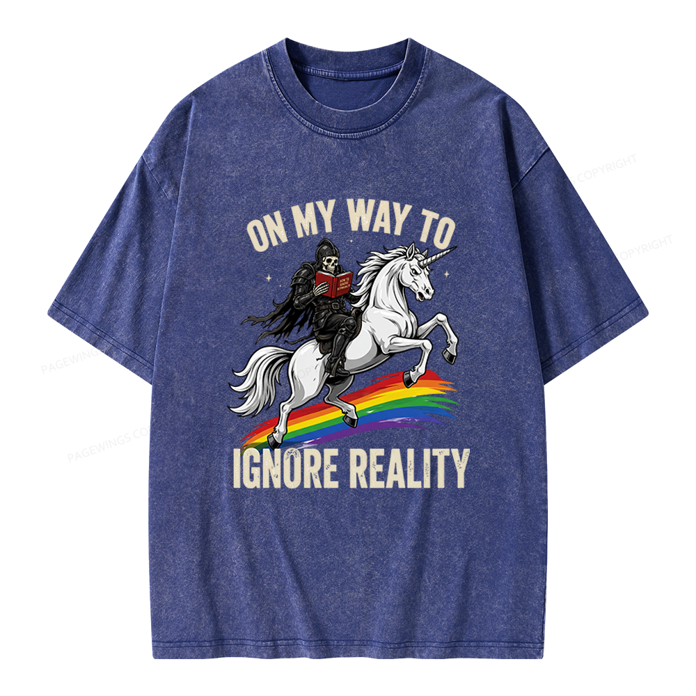 Pagewings On My Way To Ignore Reality Unisex Washed T-shirt