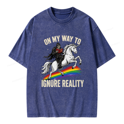 Pagewings On My Way To Ignore Reality Unisex Washed T-shirt
