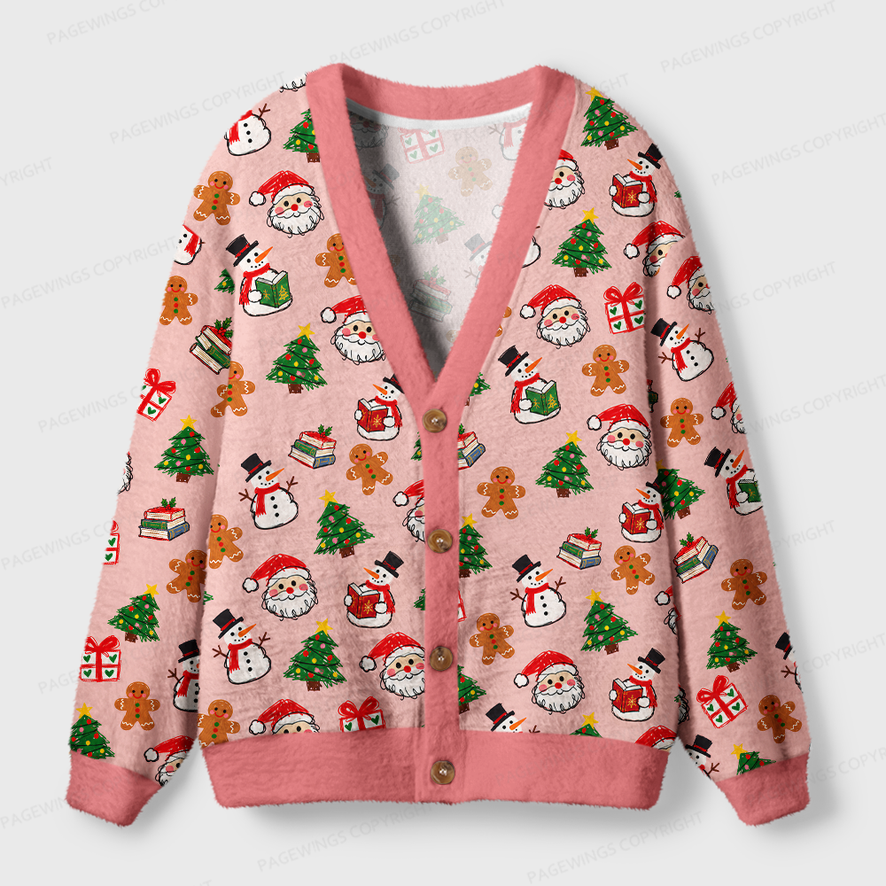 Pagewings Christmas Bookish Light Knit Unisex Cardigan Sweaters