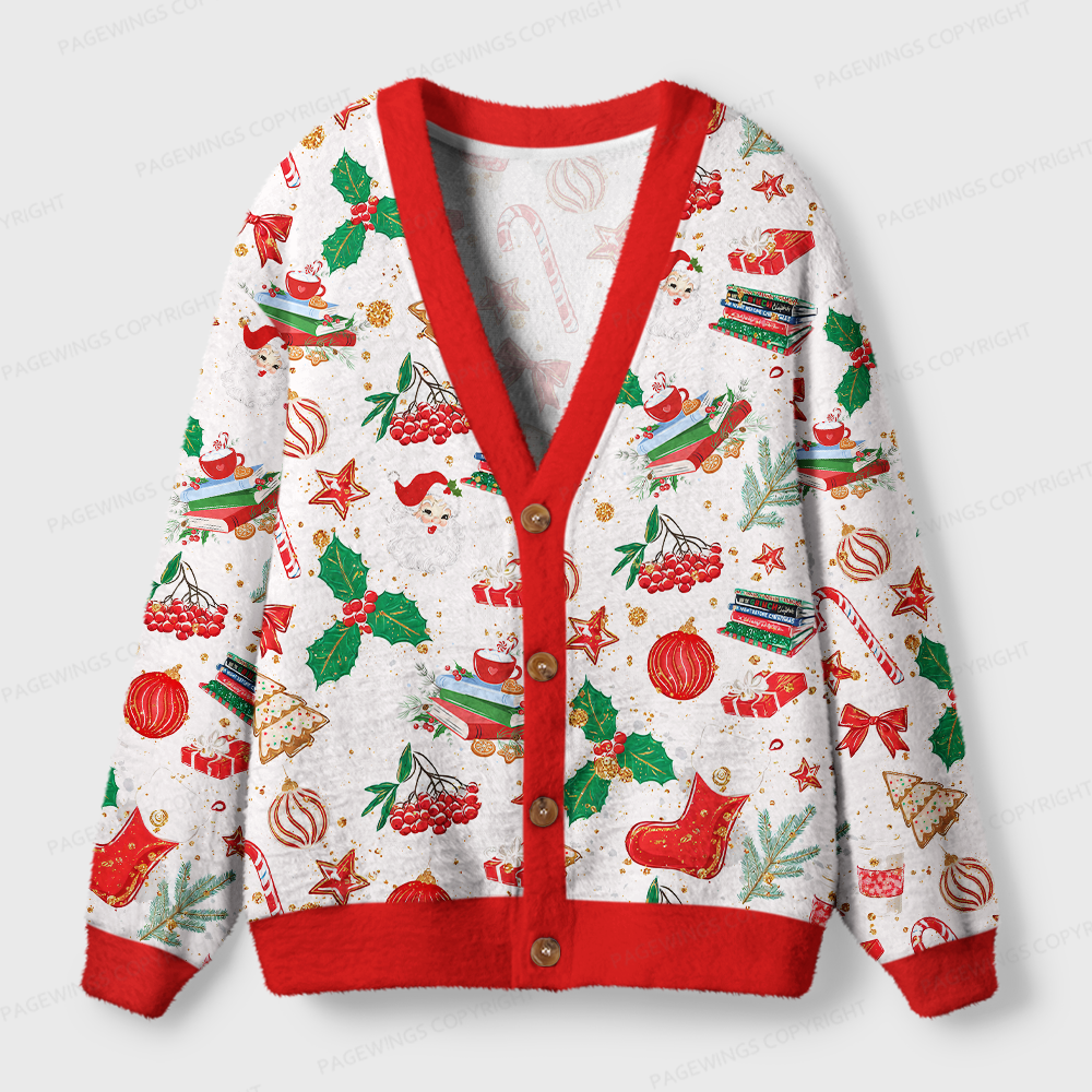 Pagewings Christmas Bookish Light Knit Unisex Cardigan Sweaters