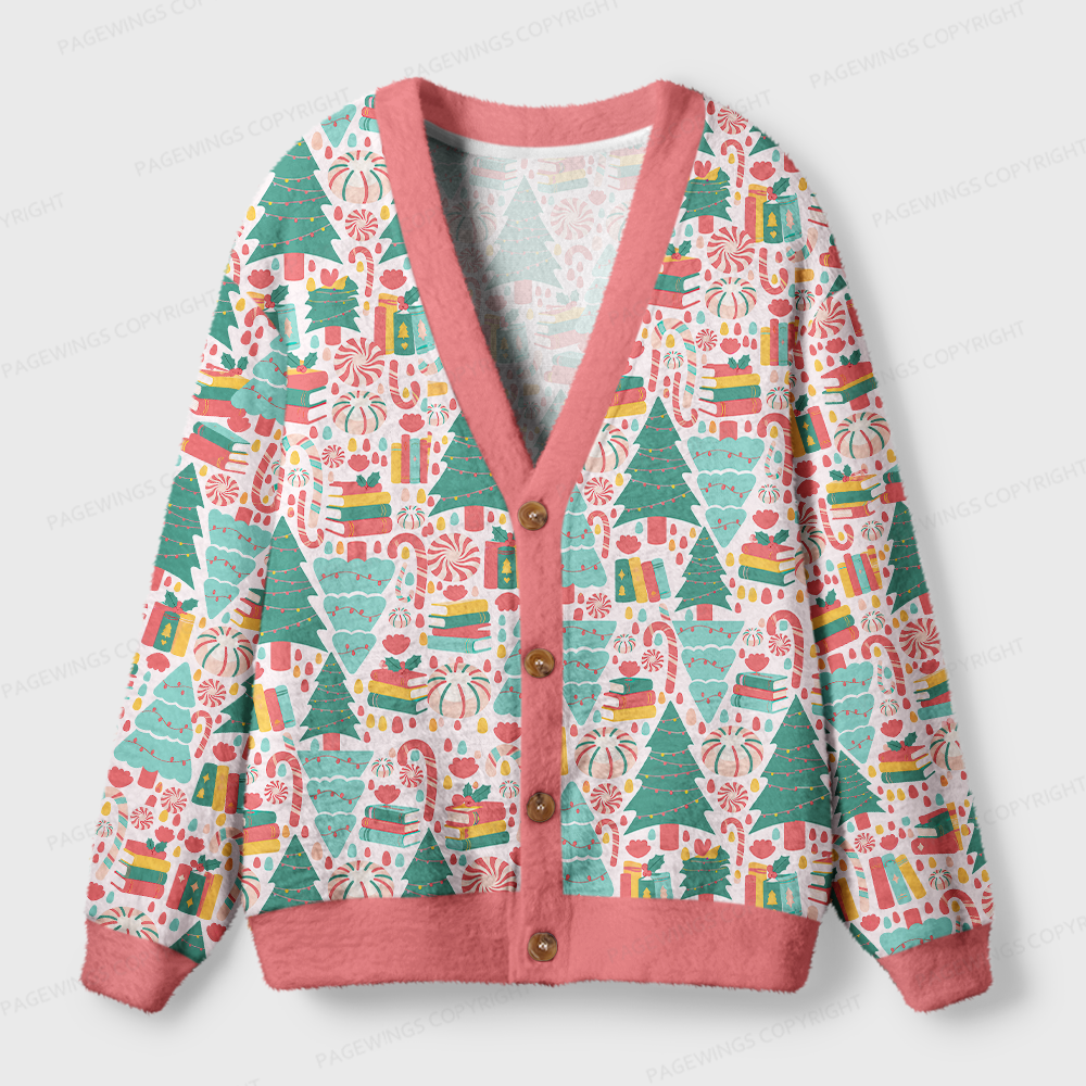 Pagewings Christmas Bookish Light Knit Unisex Cardigan Sweaters