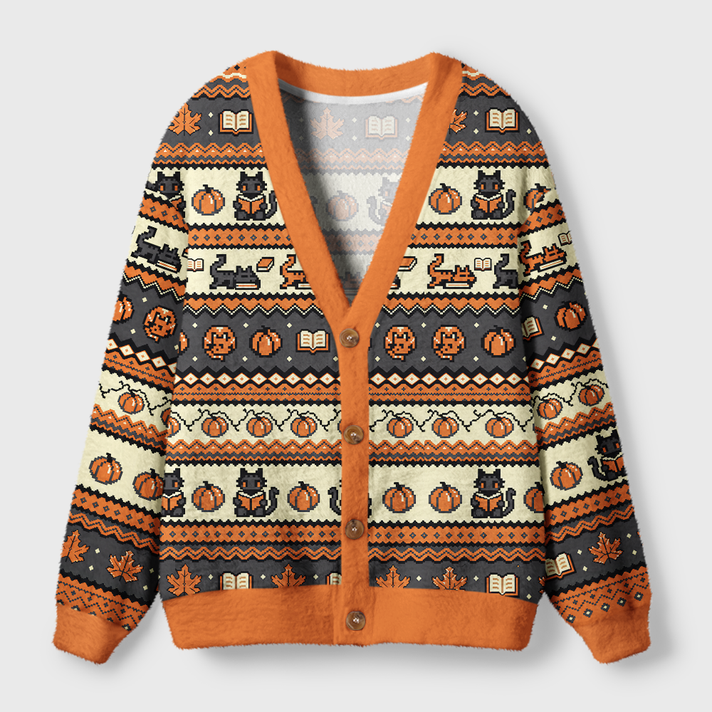Pagewings Halloween Bookish Light Knit Unisex Cardigan Sweaters