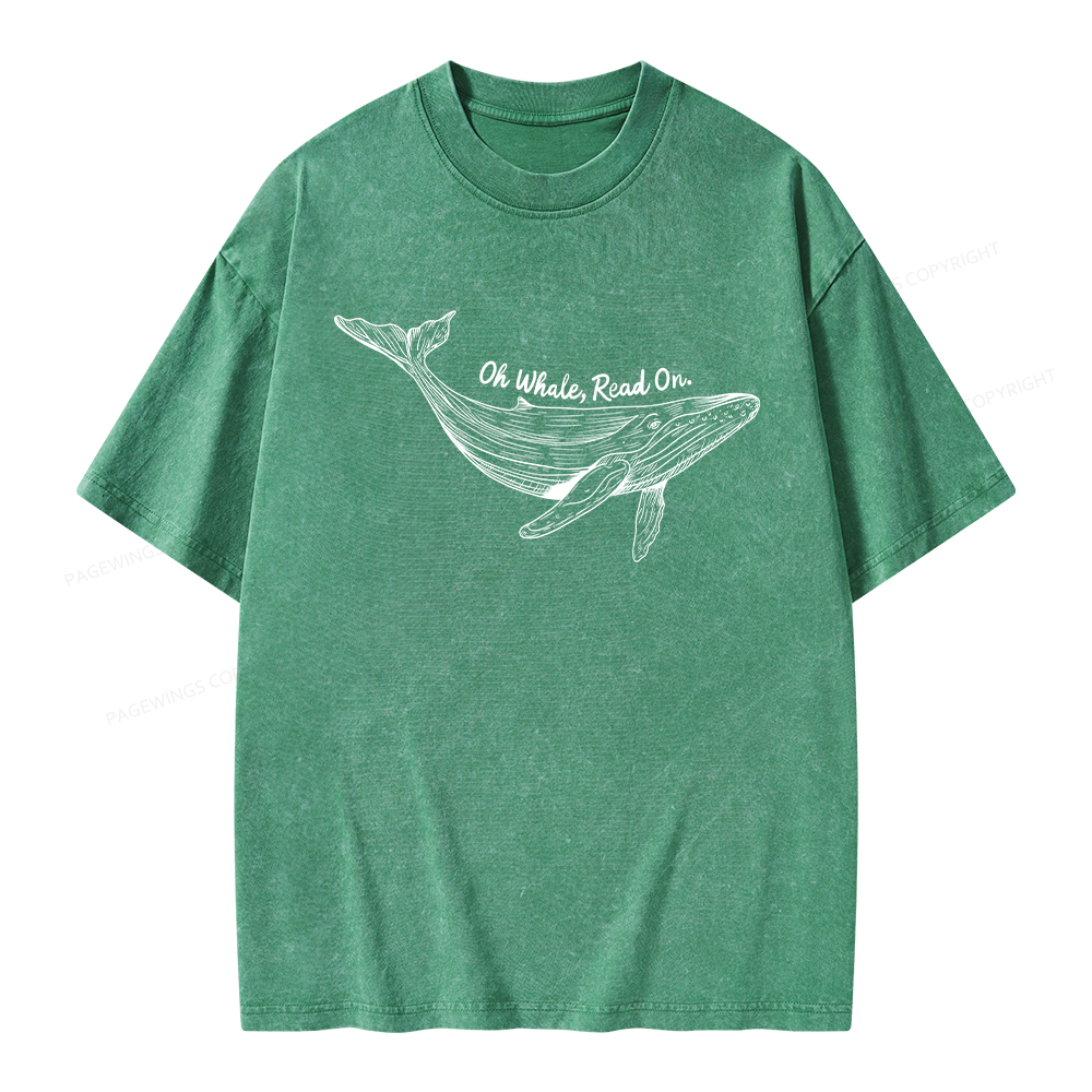 Pagewings Oh Whale Read On Unisex Washed T-shirt