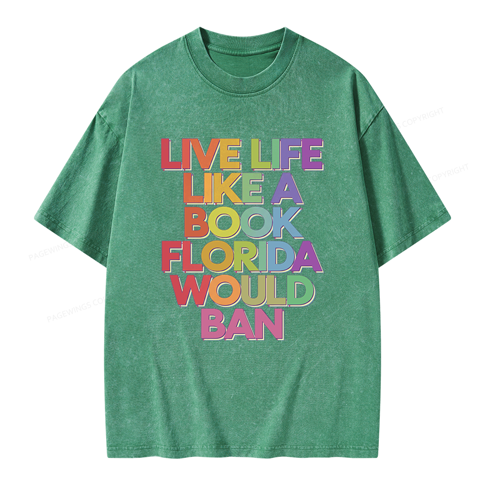 Pagewings Live Life Like A Book Unisex Washed T-shirt