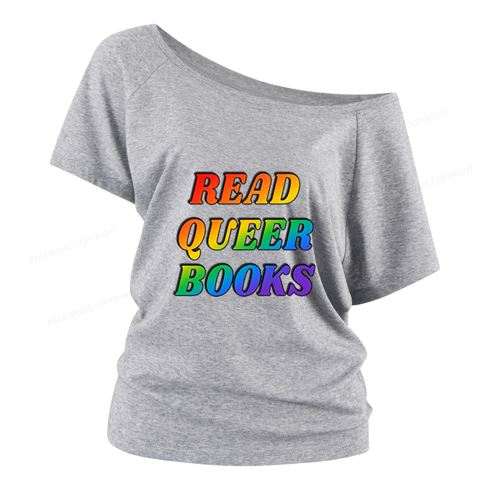 Pagewings Queer Books Women Off Shoulder T-shirts