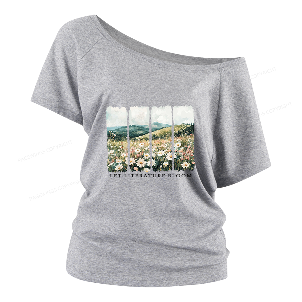 Pagewings Let Literature Bloom Women Off Shoulder T-shirts