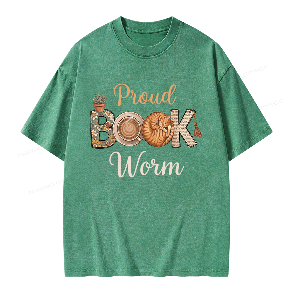Pagewings Proud Book Worm Unisex Washed T-shirt