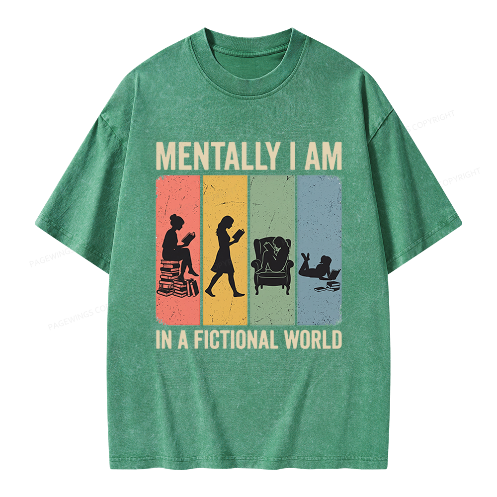 Pagewings Reading In A Fictional World Unisex Washed T-shirt
