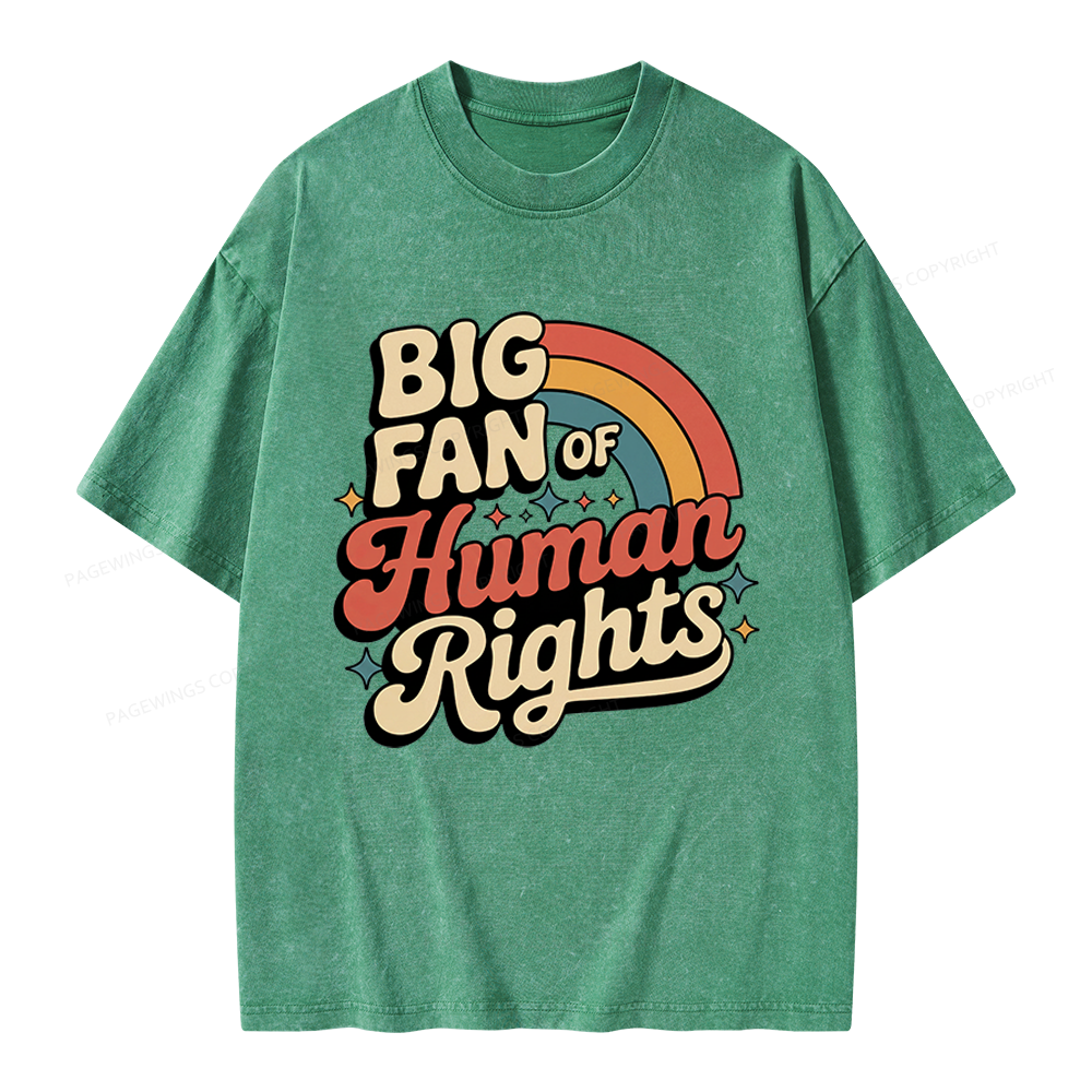 Pagewings Big Fan of Human Rights Unisex Washed T-shirt