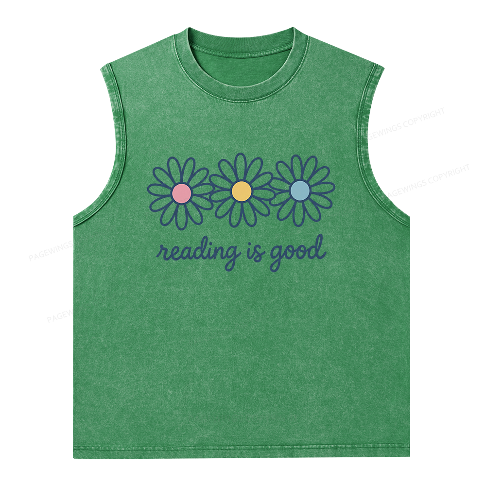 Pagewings Reading Is Good Unisex Washed Tank Top