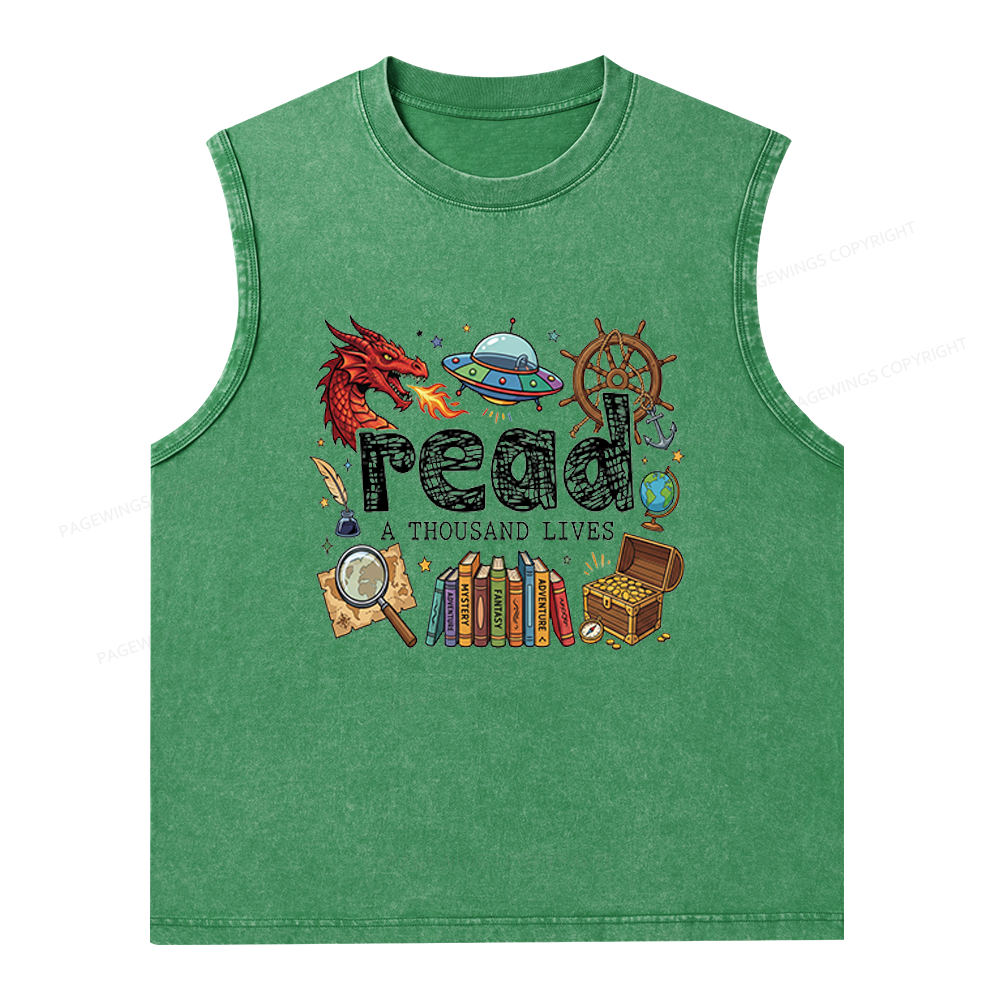 Pagewings Read A Thousand Lives Unisex Washed Tank Top
