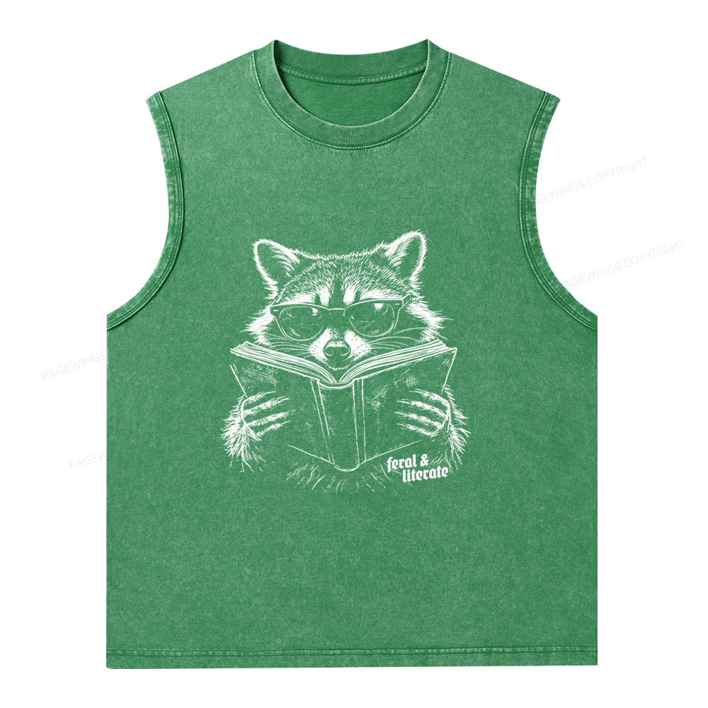 Pagewings Funny Raccoon Unisex Washed Tank Top