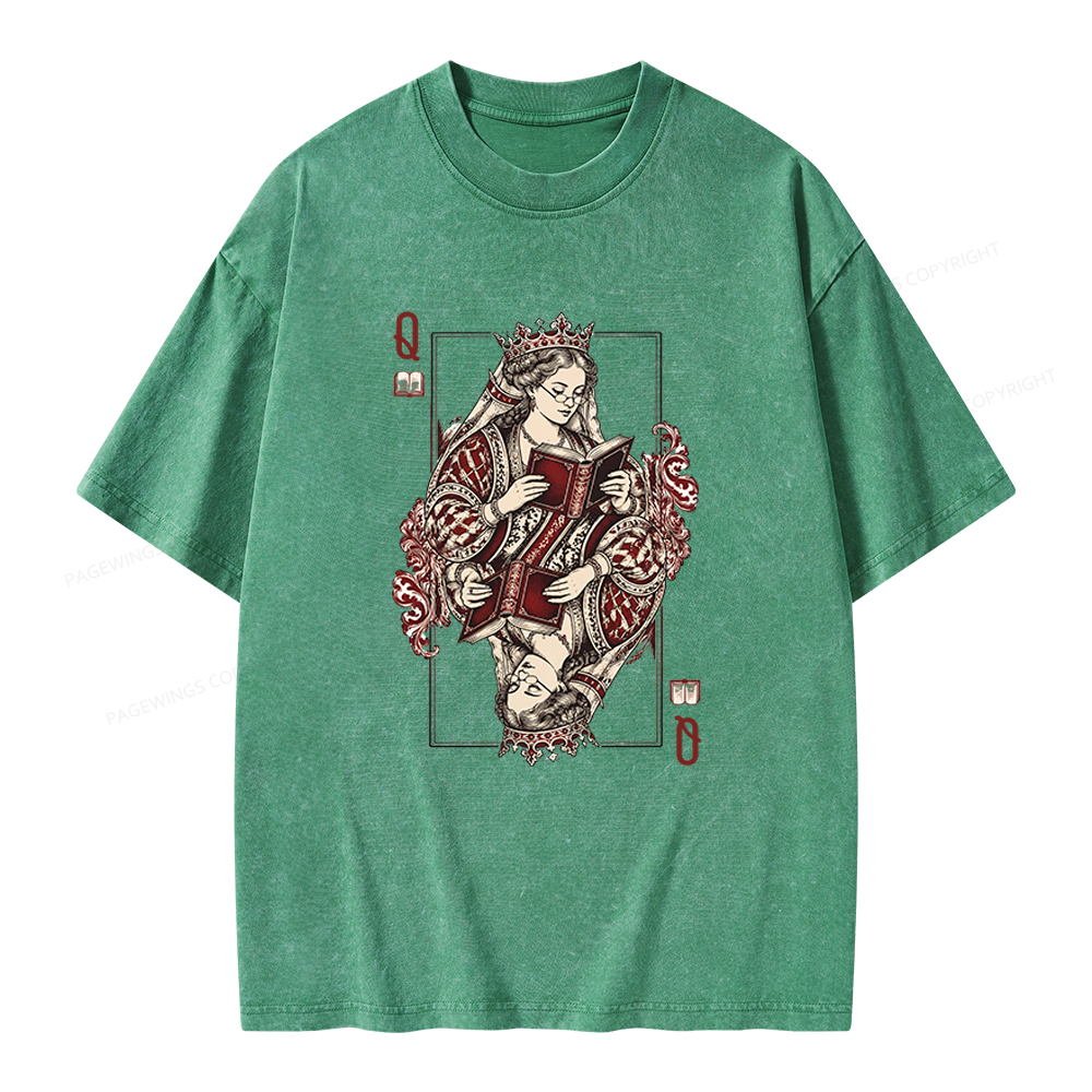 Pagewings Queen of Books Unisex Washed T-shirt