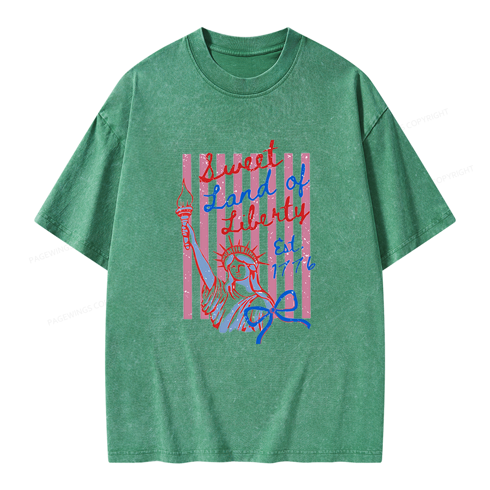 Pagewings Sweet Land of Liberty Unisex Washed T-shirt