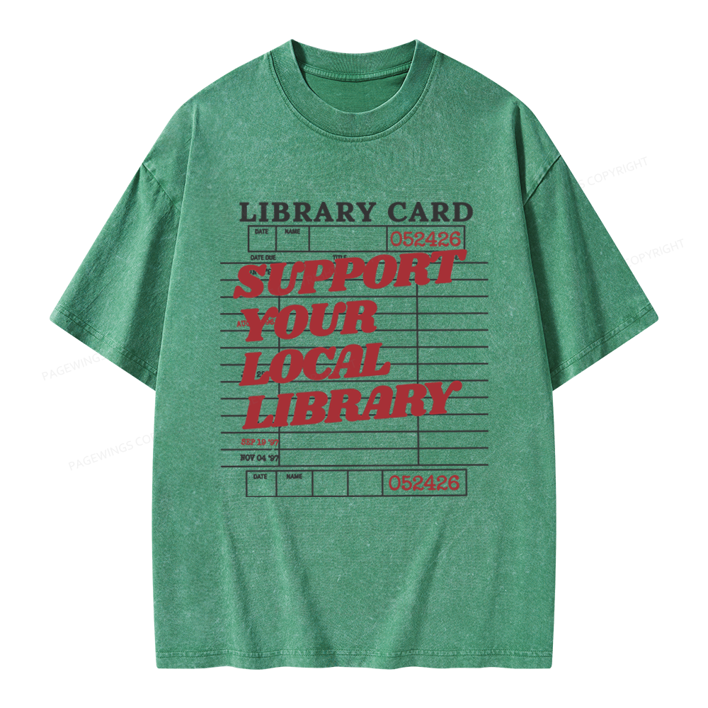 Pagewings Support your Local Library Unisex Washed T-shirt