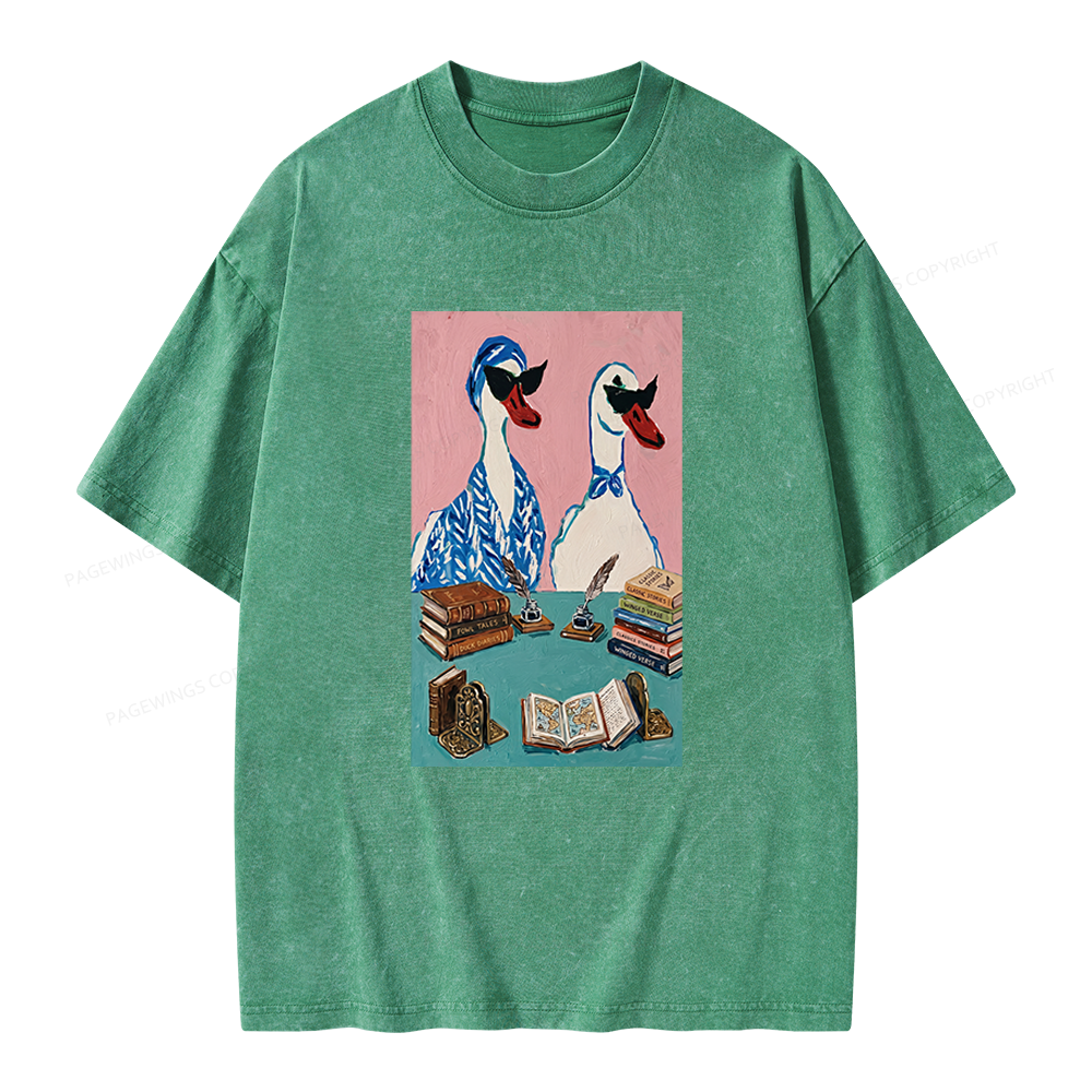 Pagewings Duck Book Club Unisex Washed T-shirt