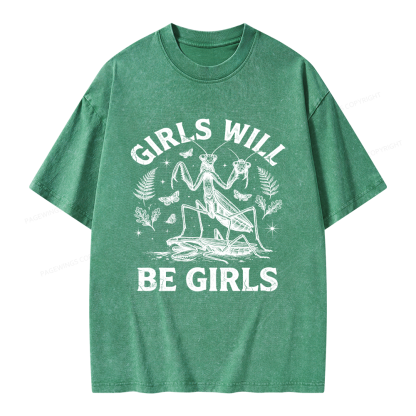 Pagewings Girls Will Be Girls Unisex Washed T-shirt