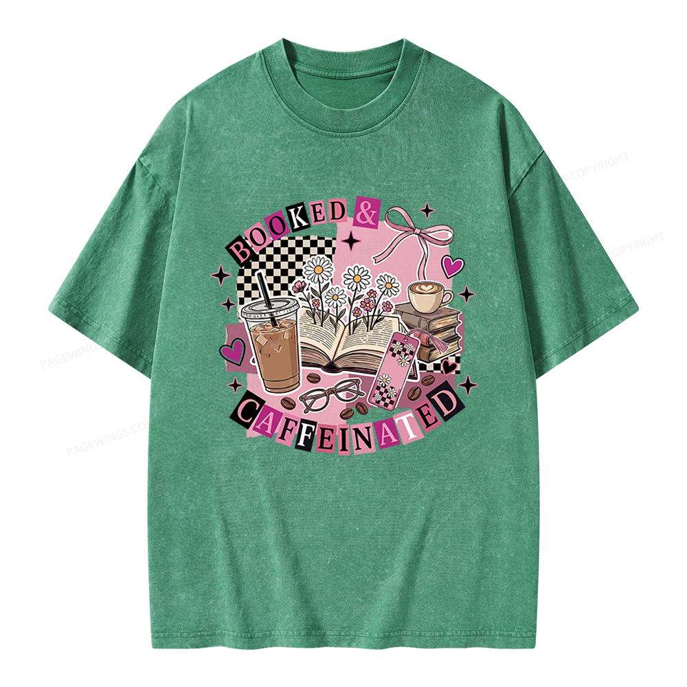 Pagewings Bookish Coffee Lover Unisex Washed T-shirt