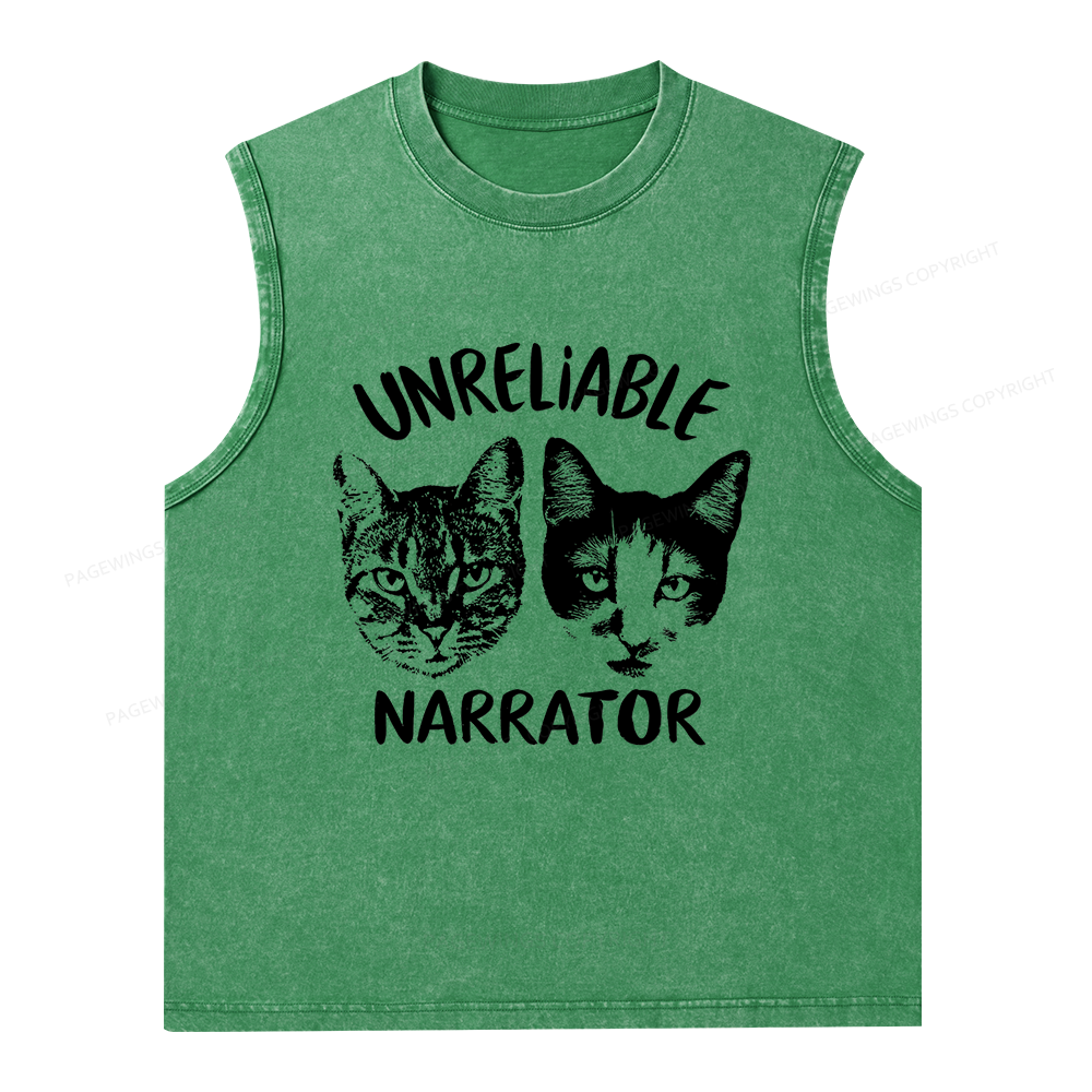 Pagewings Unreliable Narrator Unisex Washed Tank Top