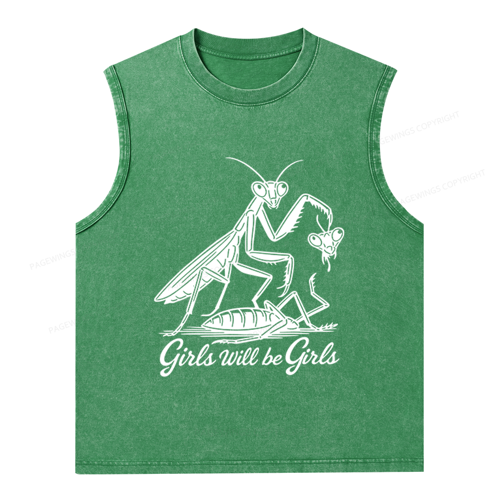 Pagewings Girls Will Be Girls Unisex Washed Tank Top