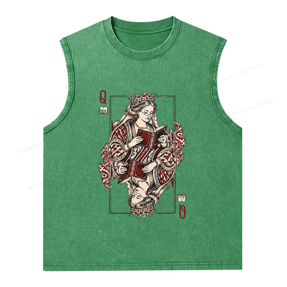 Pagewings Queen of Books Unisex Washed Tank Top
