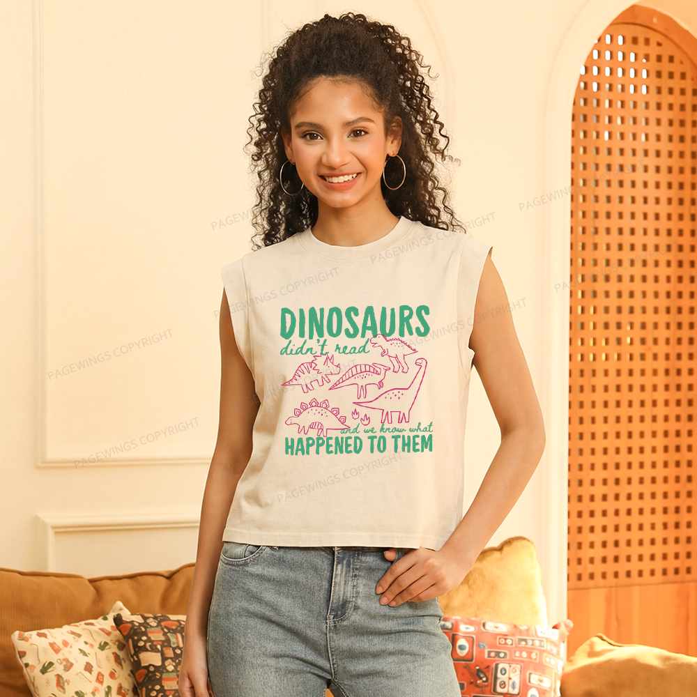 Pagewings Dinosaurs Didn't Read Women's Washed Tank Top