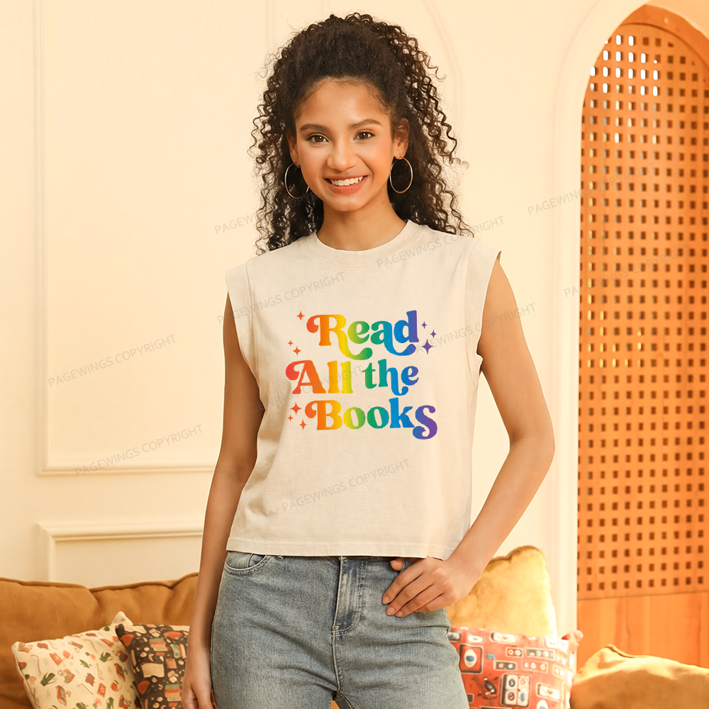 Pagewings Read All the Books Women's Washed Tank Top