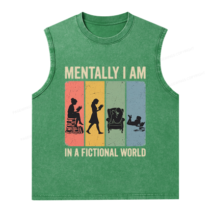 Pagewings Reading In A Fictional World Unisex Washed Tank Top