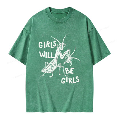 Pagewings Girls Will Be Girls Unisex Washed T-shirt