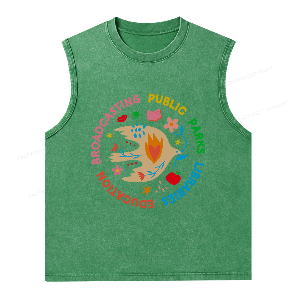 Pagewings Public Parks Libraries Unisex Washed Tank Top