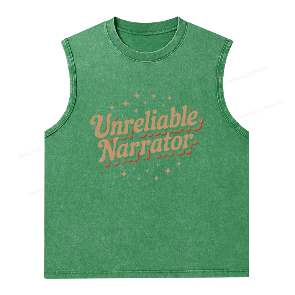 Pagewings Unreliable Narrator Unisex Washed Tank Top