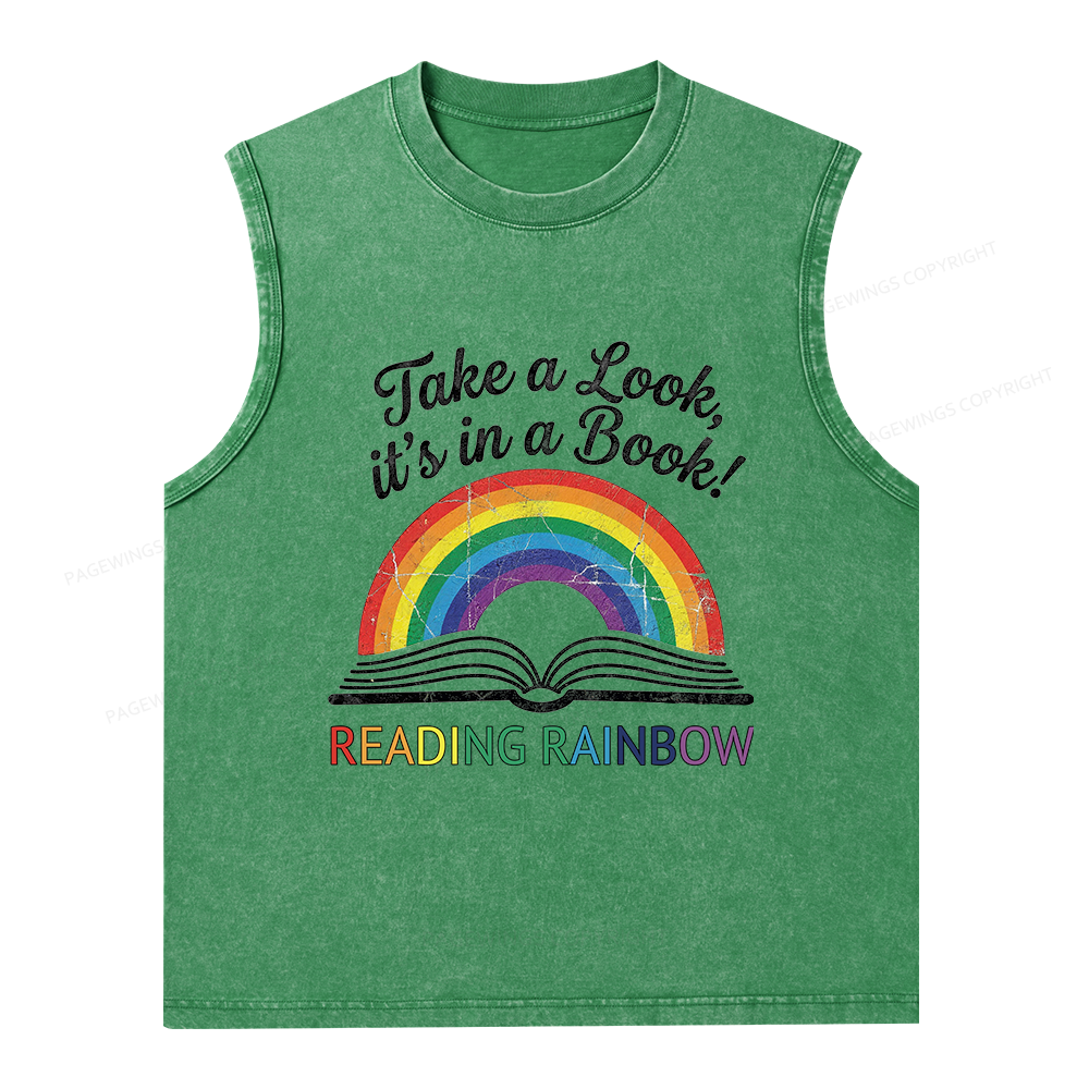 Pagewings Take A Look It's In A Book Unisex Washed Tank Top
