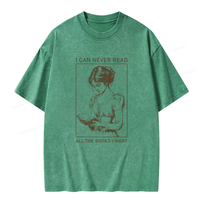 Pagewings I Can Never Read All The Books I Want Unisex Washed T-shirt